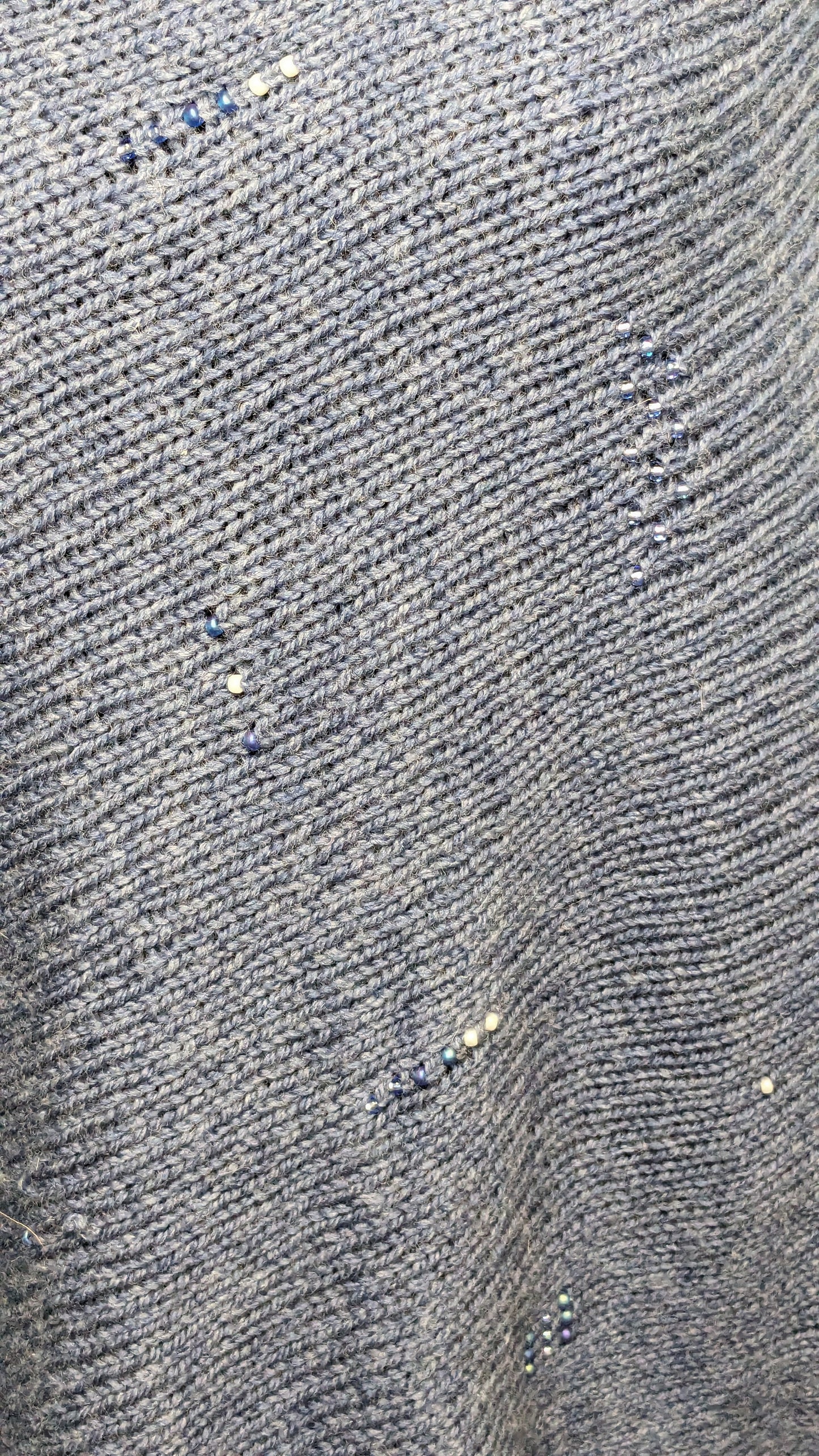 Cerulean Blue Turtleneck Poncho with Bead Embellishment