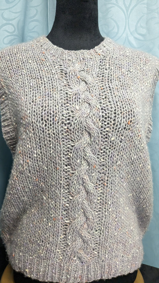 Tweed Wool Cable Vest