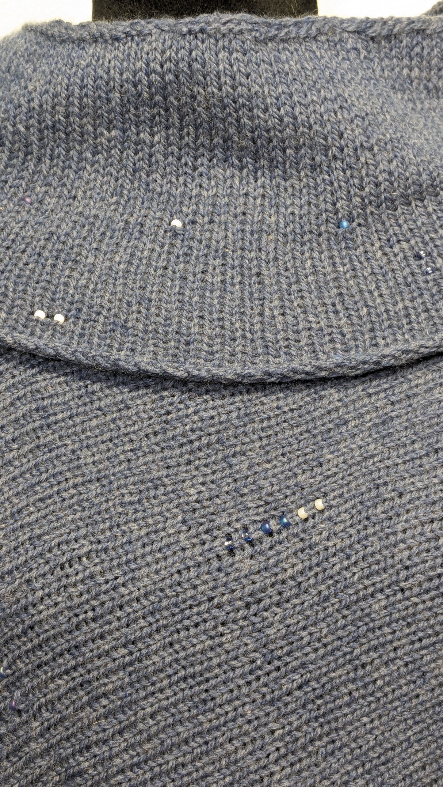 Cerulean Blue Turtleneck Poncho with Bead Embellishment