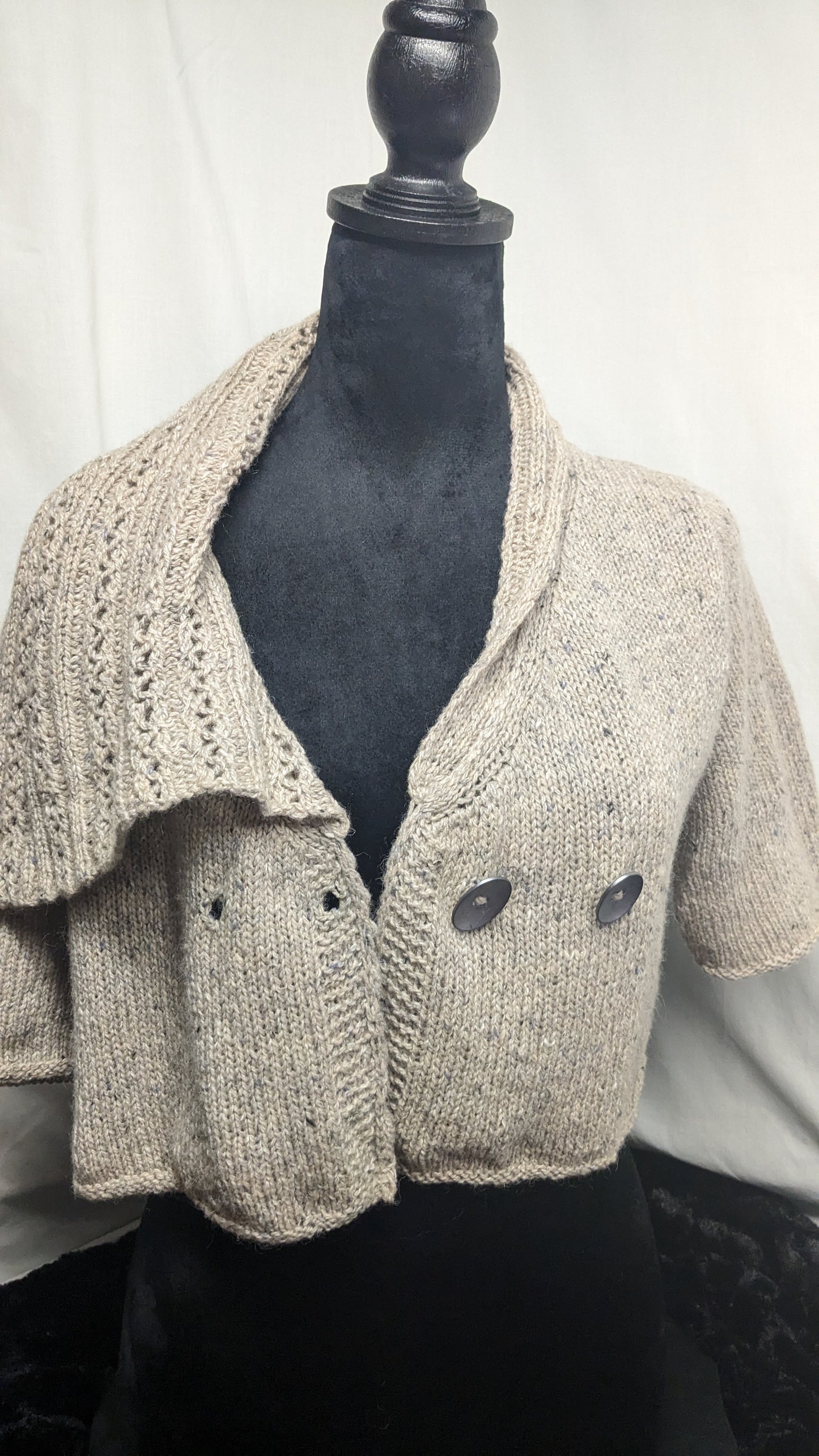 Micro-Cardigan with Asymmetrical Shawl Collar