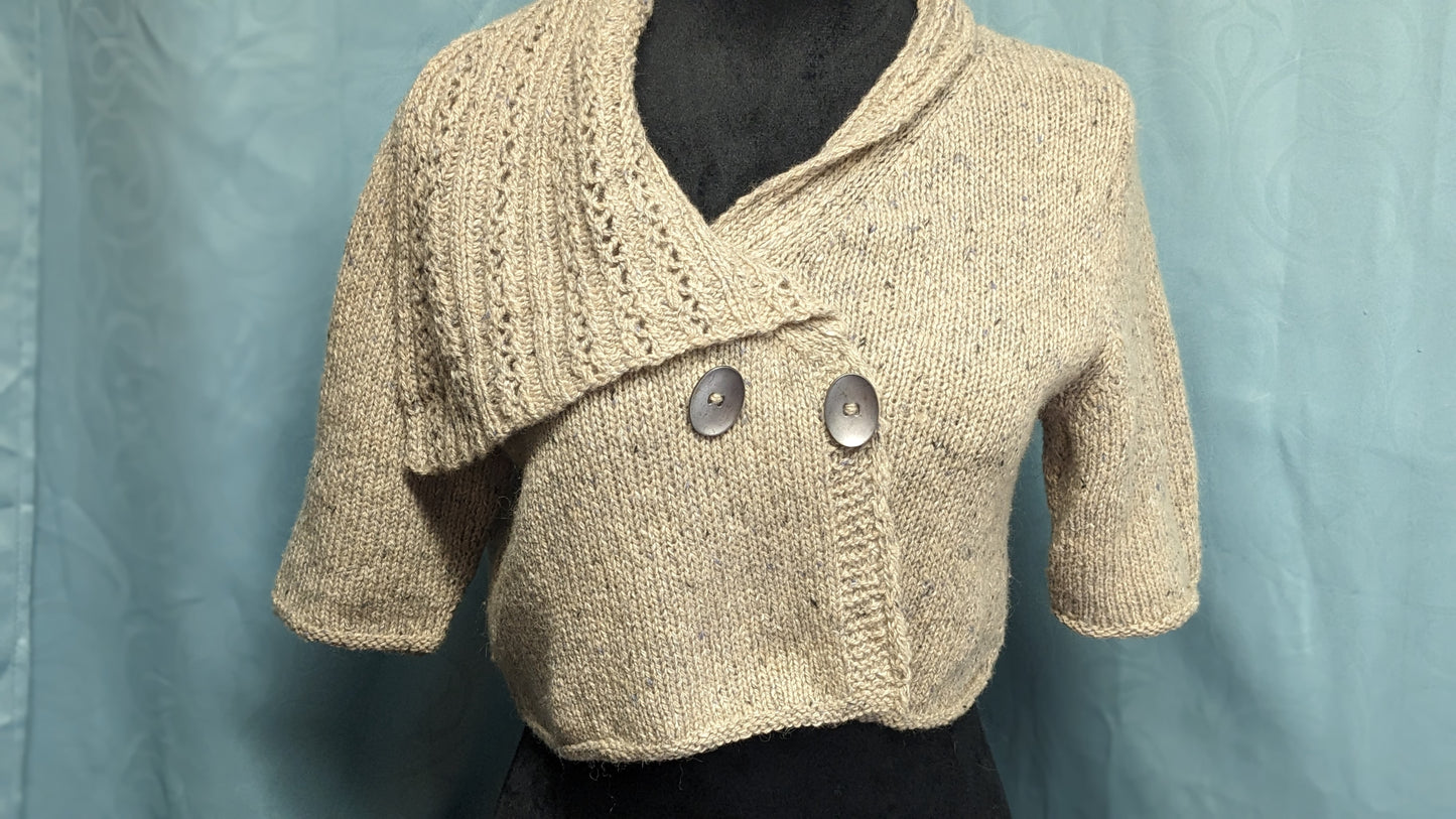 Micro-Cardigan with Asymmetrical Shawl Collar