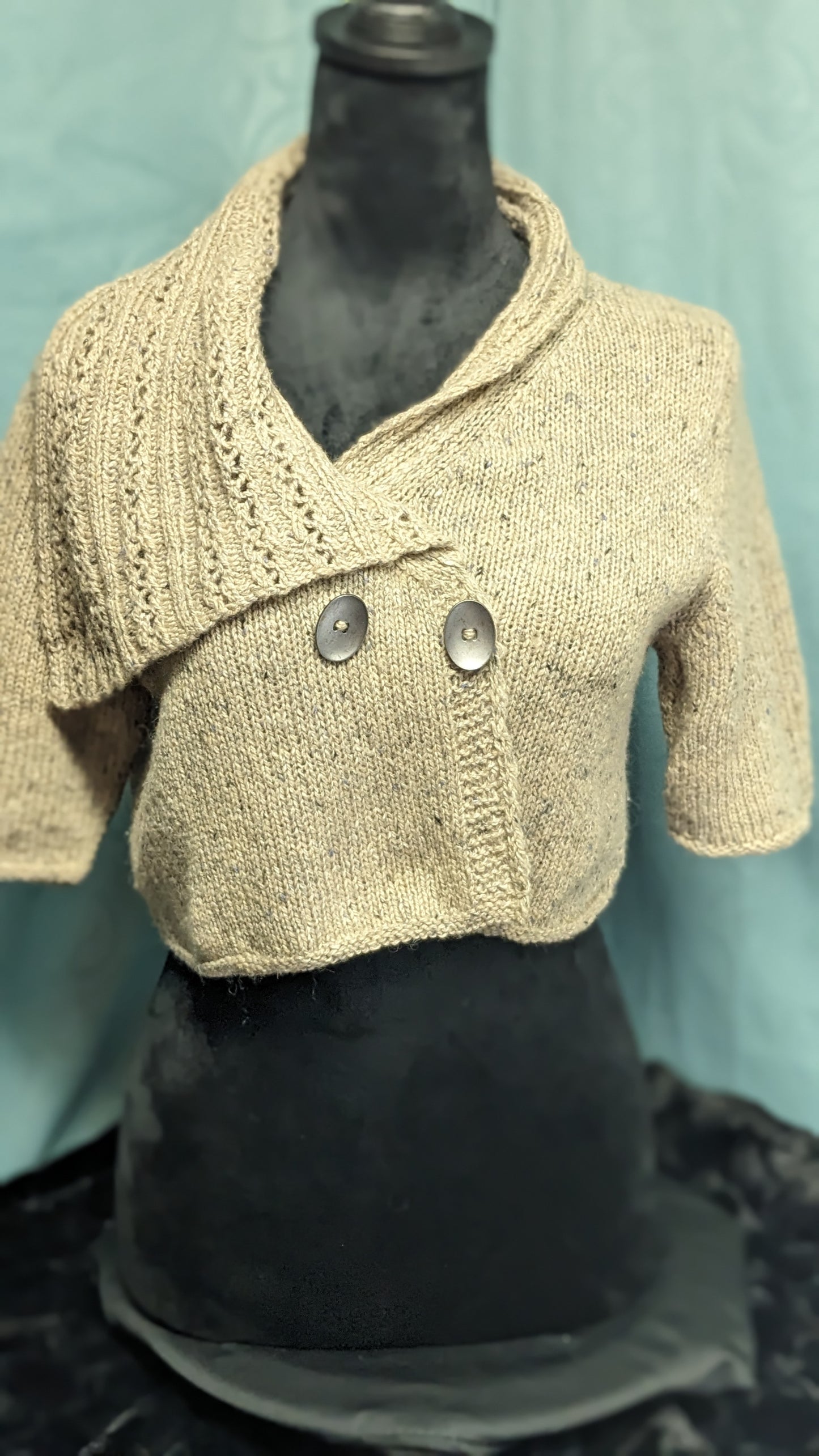 Micro-Cardigan with Asymmetrical Shawl Collar