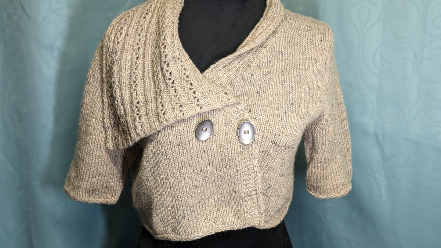 Micro-Cardigan with Asymmetrical Shawl Collar