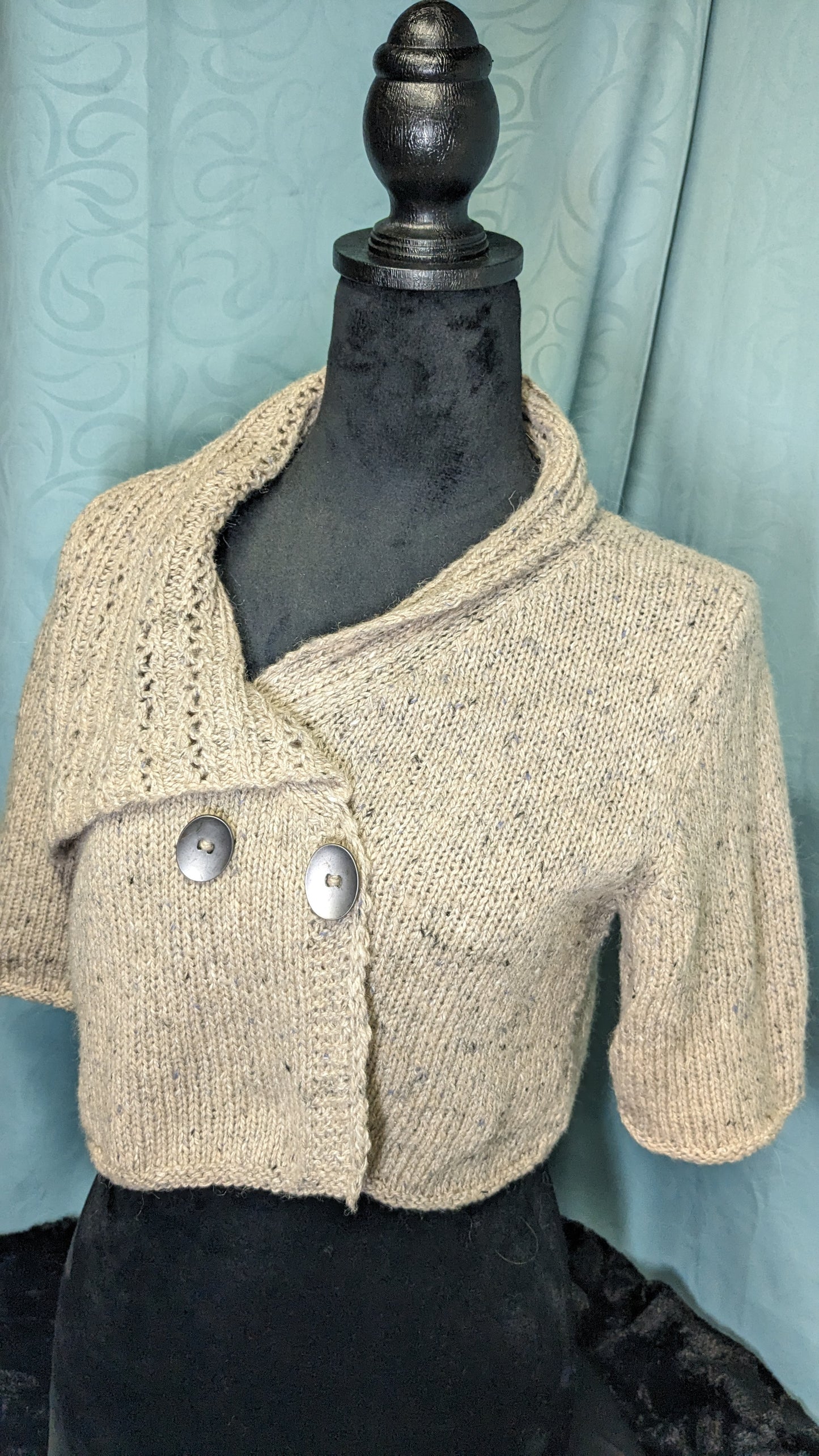 Micro-Cardigan with Asymmetrical Shawl Collar