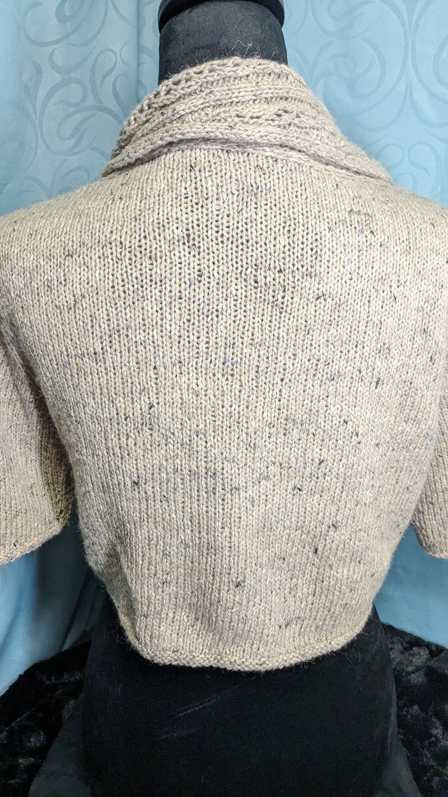 Micro-Cardigan with Asymmetrical Shawl Collar