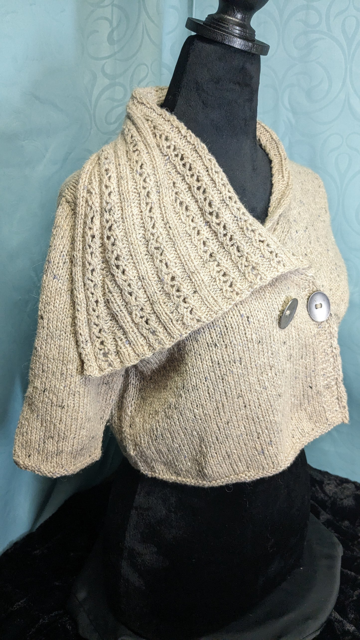 Micro-Cardigan with Asymmetrical Shawl Collar