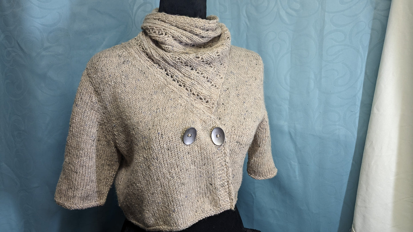 Micro-Cardigan with Asymmetrical Shawl Collar