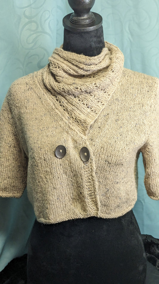 Micro-Cardigan with Asymmetrical Shawl Collar